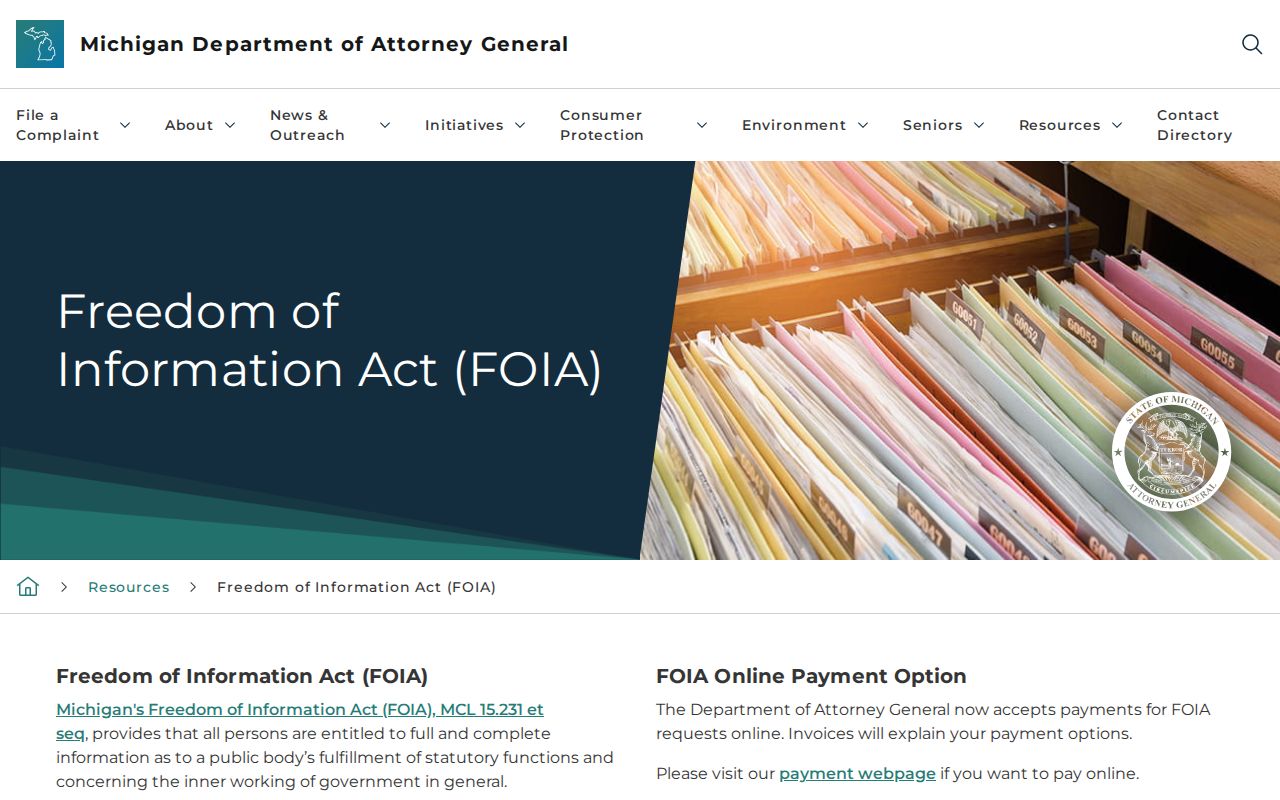 East Lansing residents directory Michigan FOIA guidance