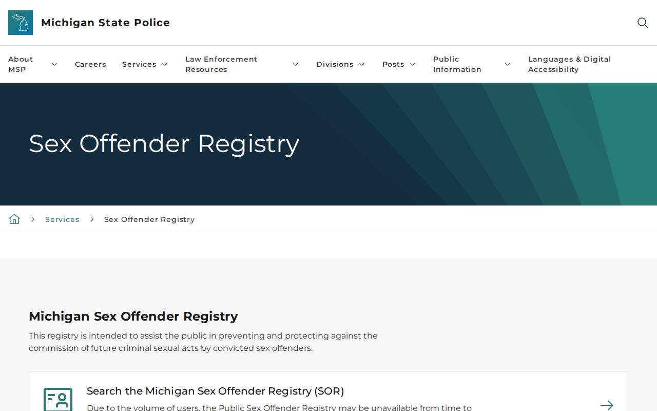 East Lansing resident lookup official Michigan registry search scope