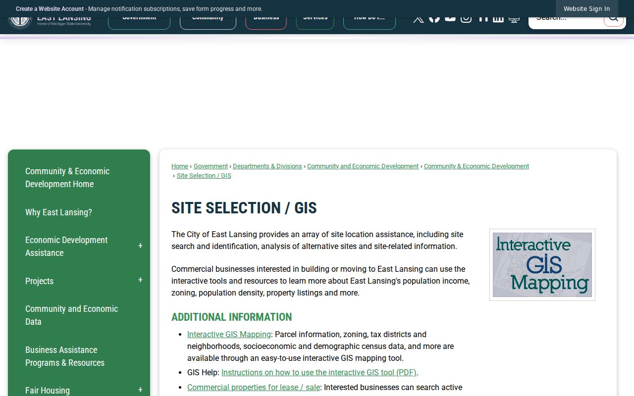 East Lansing ZIP code directory GIS parcel and neighborhood mapping